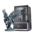 Anycubic 3D printer with a detailed dragon sculpture on a white background