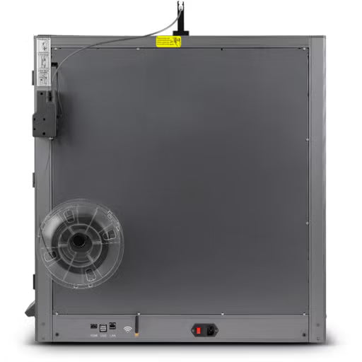 Back view of a 3D Printer Enclosure with a fan and control panel on a white background