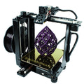 3D printer with a purple geometric object on a white background