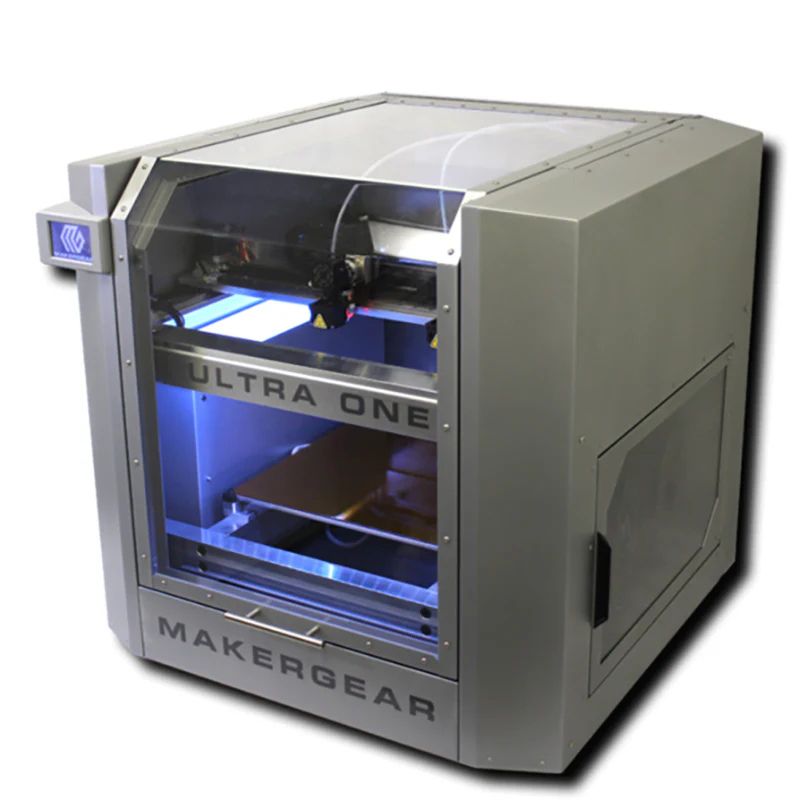 MakerGear Ultra One 3D printer on a white background