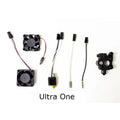 Electronic components with 'Ultra One' branding on a white background
